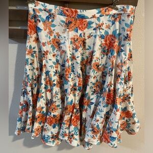 NWT Wayf Floral High Waist Midi Skirt with Orange and Blue Size Small